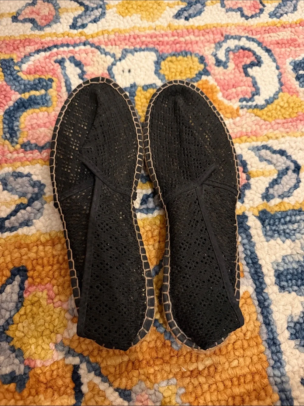 GUC Made in Spain Women's Black Crochet Espadrille Flats